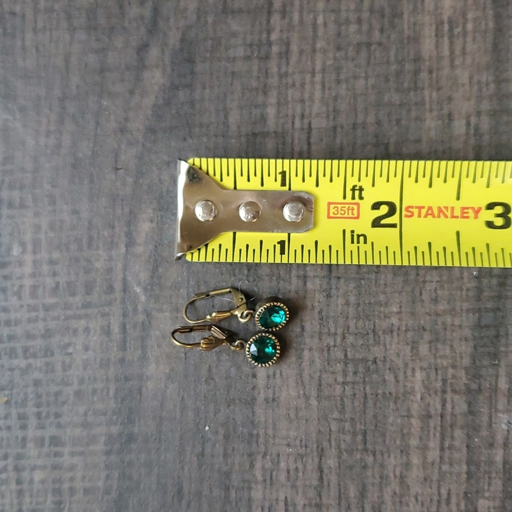 Green imitation gemstone earrings